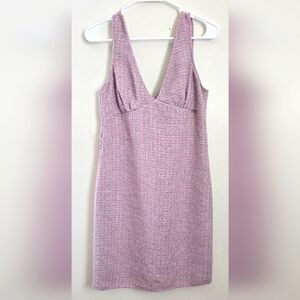 Juniors Charlotte Russe Pink Tweed V-neck Mini Dress Size 11 Clueless Preppy